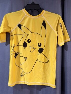 Pokemon Kids Yellow Pikachu Rashguard Swim Shirt